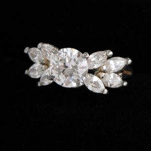 Vintage Cubic Zirconia Diamond Ring LIND 925 Sterling Silver Sz.6